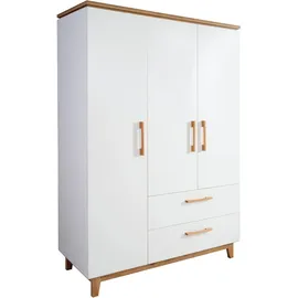 roba Kinderkleiderschrank Finn 3-türig onesize Buche massiv weiß