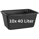 BURI Mörtelkübel 3x Mörtelkasten 40 Liter Mörtelwanne 60x40cm Mörtelkübel extra robust, (10-tlg) schwarz