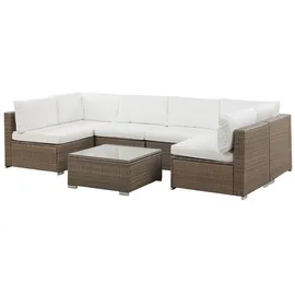 Beliani Gartenmöbel Set 6-tlg. Braun/Weiß