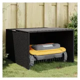 vidaXL Mähroboter-Garage Schwarz 86x90x52/57 cm Poly Rattan