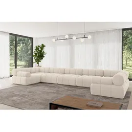 altdecor Wohnlandschaft modulares Sofa Birno-U3 - 475x190x70 cm Beige Cord