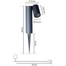 PRIOS Erdspießstrahler Aluminium 10,6 cm x 11,3 cm x 40 cm 1er Set schwarz