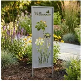 levandeo Gartenstecker Willkommen H83cm Grau