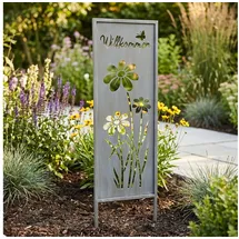 levandeo Gartenstecker Willkommen H83cm Grau