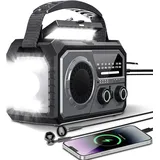 16000 Solar-notfallradio, Tragbares Handkurbelradio, Am/fm-solarradio Mit Kompass, Usb-handy-ladegerät, Taschenlampe, Sos-alarm Für Outdoor-camping-wandern (grau)