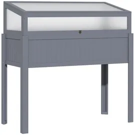Outsunny Hochbeet grau Holz, Kunststoff, 54x122x120 cm - grau