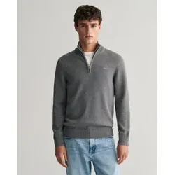 Gant für Herren. 8030170 Baumwoll-Pullover mit halbem Reißverschluss Lässig dunkelgrau (M), Baumwolle