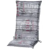 Madison Hochlehnerauflage C 067 Annebeth grey Gartenstuhl Auflagen Kissen Polster für Hochlehner, (1 Auflage), für Hochlehner-Stühle UV-beständig inkl. Bindebänder und Halteband grau
