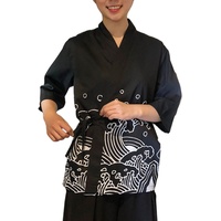 COYI Unisex Japanischer Korea-Stil Kochjacken Uniform Kimono-Kellnerarbeit Oberteile Tragen Chef-Sushi Restaurant-Overalls(Size:XL,Color:Schwarz)