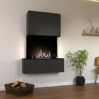 GLOW FIRE Ethanol Kamin 'Levanger' | Ethanolofen in Grau mit 3 Std. Brenndauer und 2 KW Heizleistung | BxHxT: 104x150x25,8 cm - Grau/Weiß/Schwarz