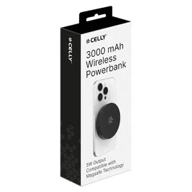 CELLY MAGPB3000BK, 3000 mAh, Kabelloses Aufladen, Schwarz - Schwarz