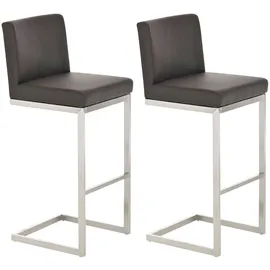 TPFLiving Barhocker Paragon 2er Set gepolstert Kunstleder 2 x 2er Set  Höhe 75 cm Braun