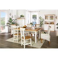 1a Direktimport Esstisch Tisch Küchentisch Pinie Massivholz weiß natur Marmor-Mosaik Landhaus weiß