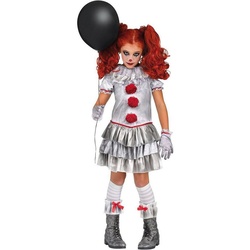 Fun World Kostüm Penny Vice Clown, Das IT-Girl unter den Horrorclown-Kostümen! grau 128-140