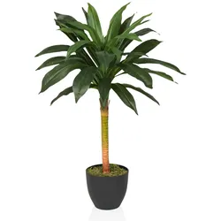 Kunstpflanze / Kunstbaum DRACAENA I 85 cm Palme Kunststoff grün hjh OFFICE