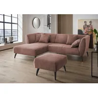 Ecksofa HOME AFFAIRE "Lazio modern und bequem, schmale Armlehnen, tolle Detailverarbeitung", rosa, B:255cm H:94cm T:160cm, 93% Polyester, 7% Polyamid, Sofas, Ecksofa, zwei verschiedene Fußfarben wählbar