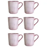 Home4You Kaffeetassen 6er Set, 355 ml - Rosa - Steingut - lasiert - 6er Set