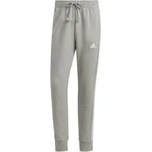 adidas Essentials French Terry Tapered Cuff 3-Streifen Hose Medium Grey Heather / White S