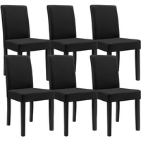 6x [en.casa]® Stühle Hochlehner Esszimmer Stühle Schwarz Kunst-Leder  Stuhl