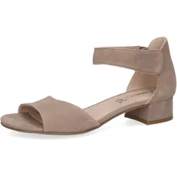 Sandalette CAPRICE, Damen, Gr. 38, beige (natur), Veloursleder, klassisch, Schuhe, Blockabsatz, Sommerschuh, Sandale mit praktischem Klettverschluss