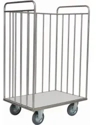 novocal Edelstahl-Transportwagen TRE 81 , (BxTxH) 1070 x 740 x 1700 mm, mit Rückwand