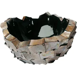 Muschel Schale rund Ø 40 cm, Höhe 24 cm perlmutt braun