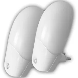 NIERMANN LED Nachtlicht, weiß, Lampen, Stecker-Nachtlicht 3in1 mit Dämmerungsensor, Set aus 2 Stück