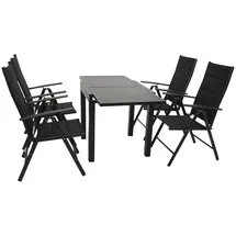 DEGAMO Garnitur ALCUDIA 5-teilig, Alu - Kunstgewebe schwarz,