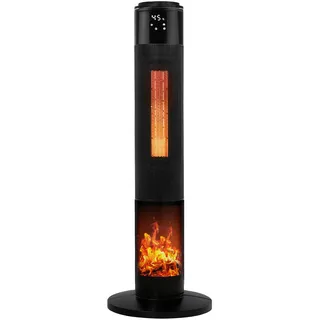 TroniTechnik® PTC Turmheizer Keramikheizer Elektrokamin mit Heizung und Kaminfeuer 2000 Watt Heizlüfter, Oszillation