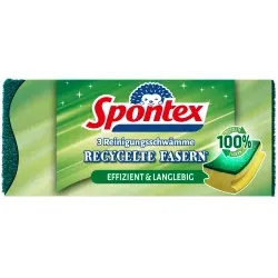 Spontex Recycelte Fasern Schwamm, mit Scheuerseite 19400115 , 1 Packung = 3 Schwämme