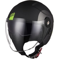 ORIGINE Motorradhelm Jethelm Roller Helm Scooter Helm Chopper Helm Moped Mofa Helm mit Doppelvisier ECE Zertifizierung (Track Fluo Yellow Black,S)