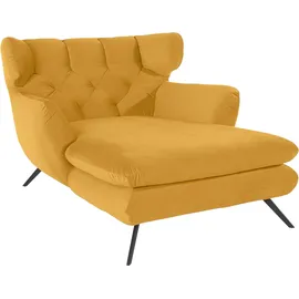 Candy Loveseat 3C CANDY "Beatrice Loungesessel", gelb (curry), B:126cm H:95cm T:160cm, Samt-Optik (100% Polyester), Sessel, mit Knopfheftung im Rücken, Fernsehsessel, Relaxsessel