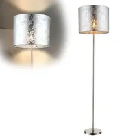 GLOBO LED Stehleuchte, Textil, silber-metallic, Nickel-matt, H 160 cm