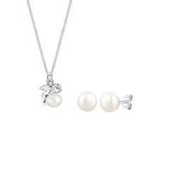 Elli Engel Süßwasserzuchtperle aus 925 Sterling Silber Schmuck-Set   Damen 