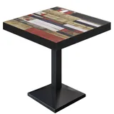 GGM Möbel BPA | Bistro Tisch | Quadratisch | Schwarzer Rand | 70 x 70 x 81 cm | Vintage Bunt / Schwarz