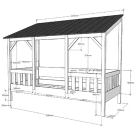 Vipack Hausbett 90 x 200 cm Kiefer lackiert schwarz-weiß