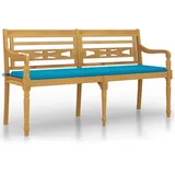 vidaXL Batavia-Bank 150 cm Massivholz Teak mit Blauem Kissen