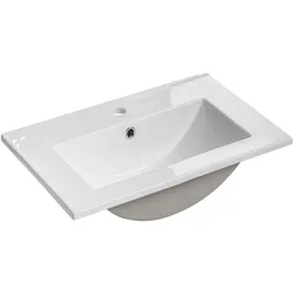 Lomadox Waschtischunterschrank mit 52cm Keramik-waschbecken Solna-56 Hochglanz weiß Wotaneiche, B/h/t ca. 52/85/42 cm