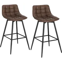 Woltu Barhocker 2er Set Designer Barstuhl Hocker Tresenhocker Bistrohocker mit Fußstütze Kunstleder Metall Braun