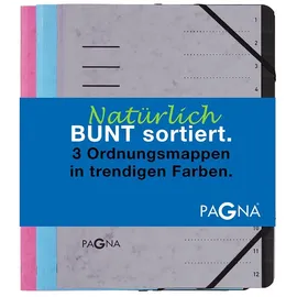 Pagna Organisationsmappe Pagna Ordnungsmappenset Trend 12 Fächer sortiert 3Stück