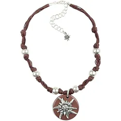 Kette mit Anhänger ALLGÄU REBELL "Maria", Damen, Gr. one size, PTFE-Kunststoff, braun, Basic, Halsketten, rustikaler Charme
