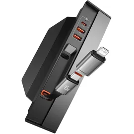 Baseus T-Space Series USB-HUB für Tesla Model 3 / Y mit integriertem 45-W-USB-C-Kabel – Schwarz Auto Adapter, Schwarz
