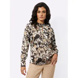 CREATION L Satinbluse in ecru-schwarz-bedruckt | Gr.: 46