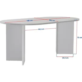 HANAH Home Sablin 180 x 90 x 75 cm Saphir-Eiche
