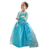 ELSA & ANNA Prinzessin Kleid Mädchen – Eiskönigin – Prinzessinnenkostüm – Mädchen Kleid für Partys, Geburtstage, Fasching, Karneval und Halloween – Prinzessin Kostüm Mädchen – 7-8 Jahre (Dress206)