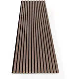 HAGEFOL® Akustikpaneele Holz 240x60 cm, Farbe: Walnuss, Wandpaneele Holz, 3D Lamellenwand aus Holzfurnier auf Akustik Filz, Akustikpaneele 2400x600 mm