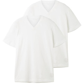 TOM TAILOR Herren T-Shirt mit V-Ausschnitt aus Baumwolle, 20000-White, L