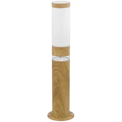 LED Sockellampe, Deko-Licht, Edelstahl, Holz-Optik, H 50 cm