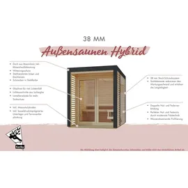 Karibu 38 mm Saunahaus Ares 3 Anthrazit/Anthrazit inkl. 9 kW Ofen + ext. Steuerung