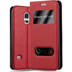 Cadorabo Book mit View Doppelfenster Cover (Galaxy S5 Mini), Smartphone Hülle, Rot
